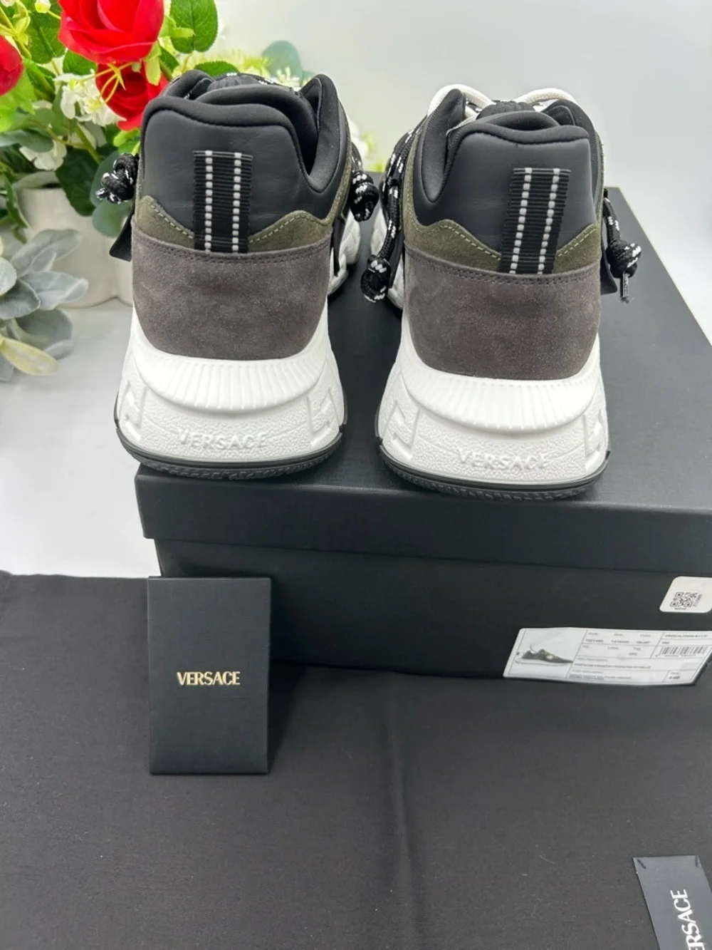 Men's Versace TRIGRECA suede/leather sneakers size 44/11 made in Italy